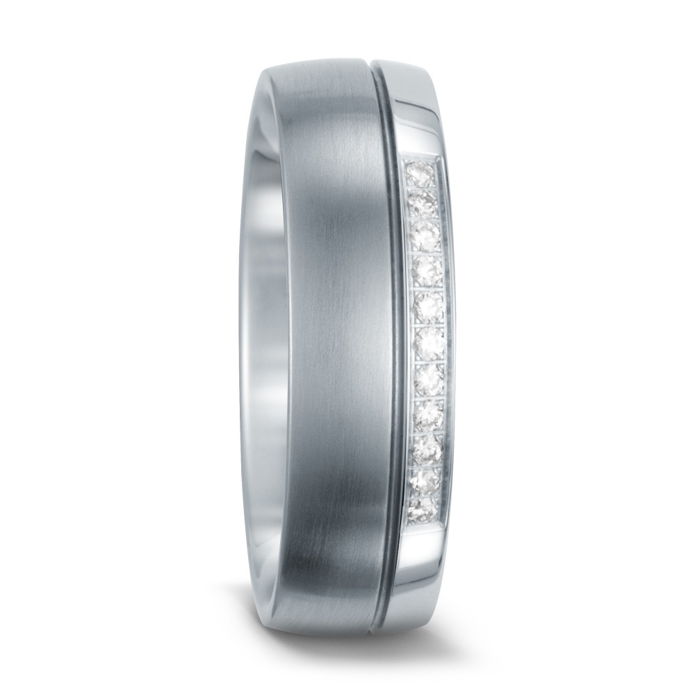 Alliance Acier inoxydable Diamant blanc, 0.10 ct, 11 Pierres, w-si-563827
