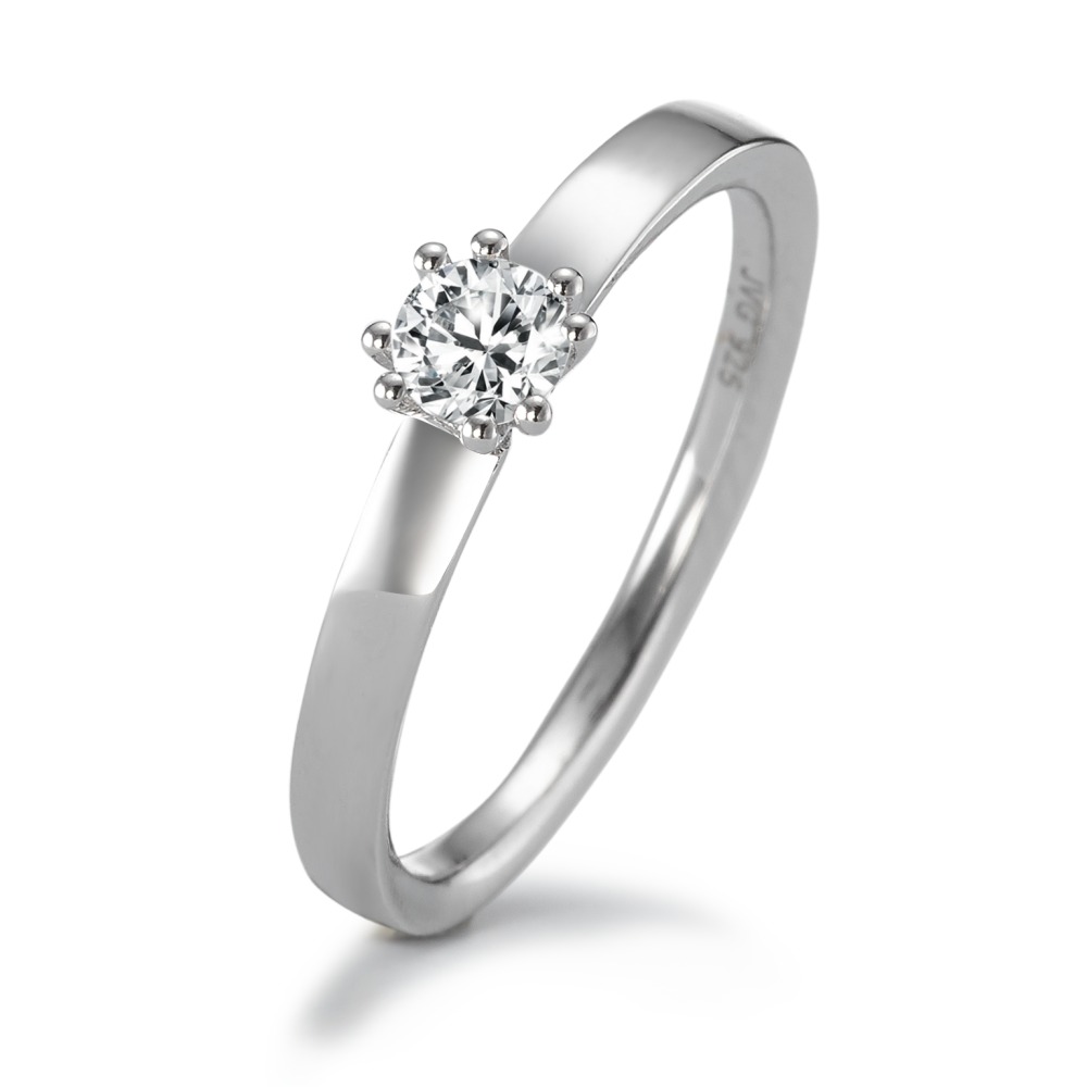 Bague solitaire Argent Zircone rond, 4 mm Rhodié-563967