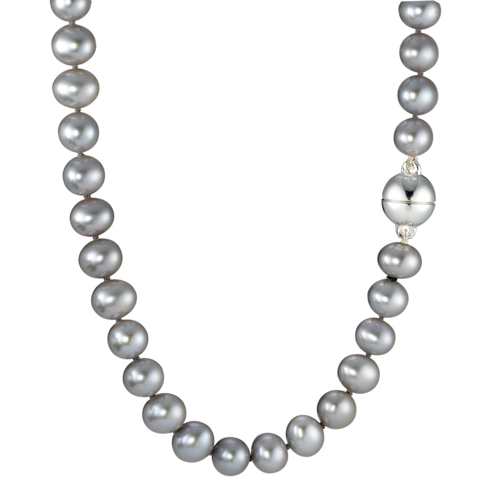 Collier Argent perle d'eau douce gris, 7.5 mm 44 cm Ø10 mm-564101