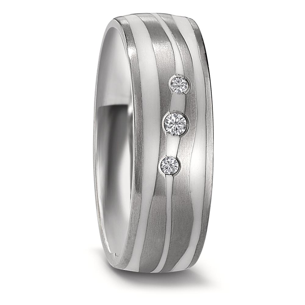 Partnerring Titan, Keramik Diamant weiss, 0.06 ct, 3 Steine, w-si-564148