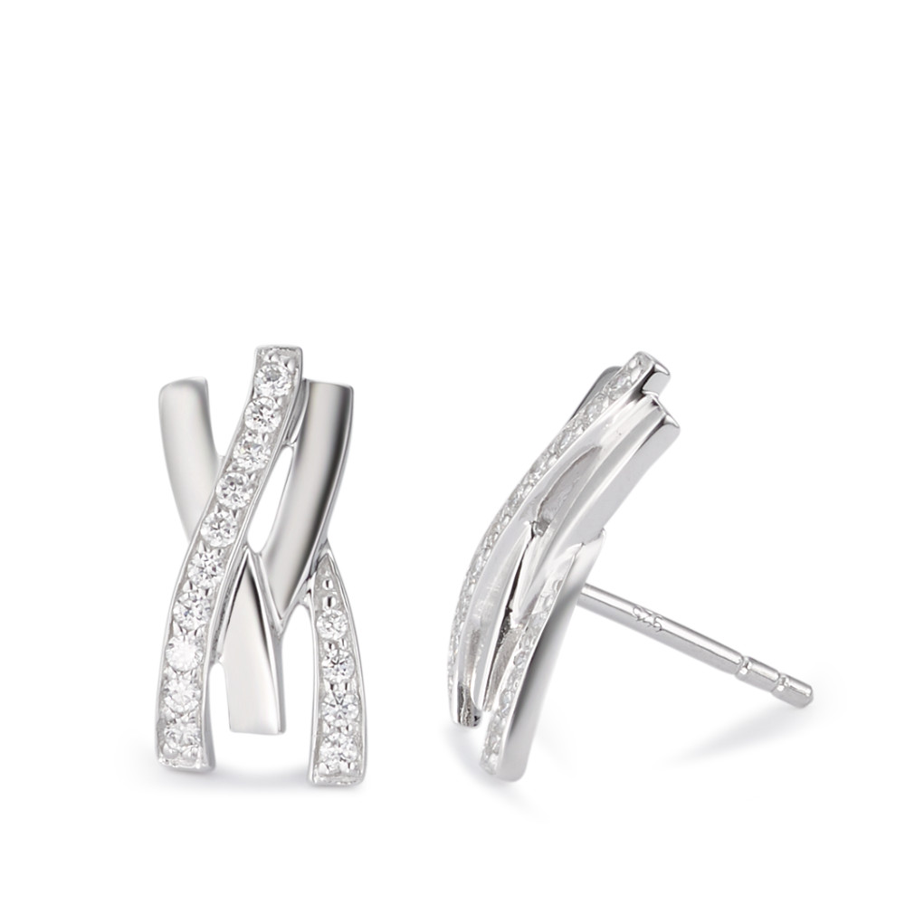 Clous d'oreilles Argent Zircone blanc, 30 Pierres Rhodié-564184