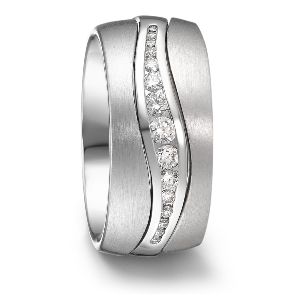 Partnerring 750/18 K Weissgold Diamant weiss, 0.266 ct, 15 Steine, tw-vsi-564230
