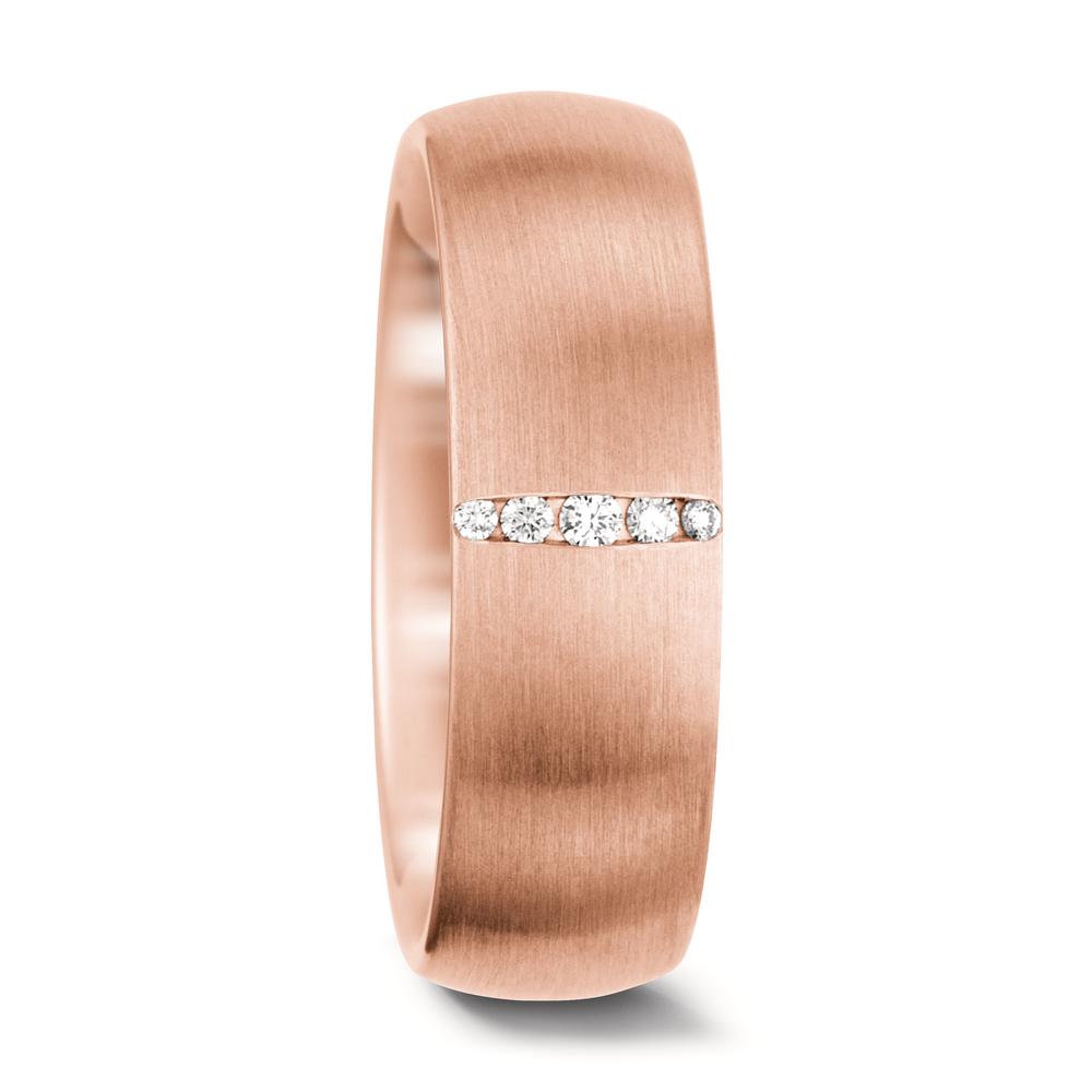 Partnerring 750/18 K Rosegold Diamant weiss, 0.045 ct, 5 Steine, tw-vsi-564232