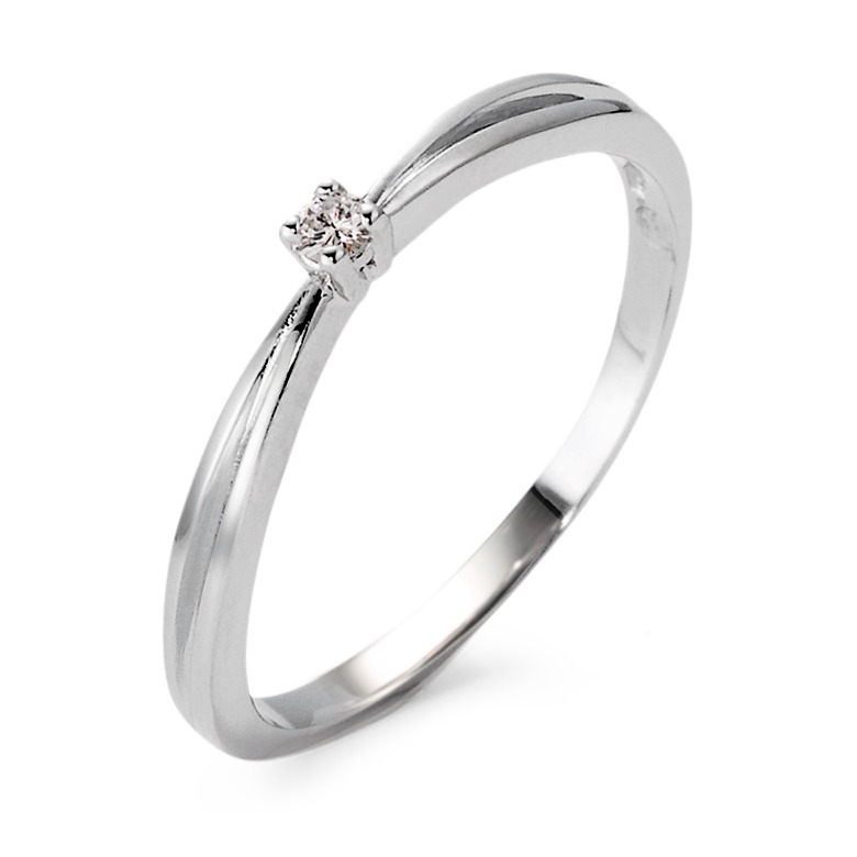 Bague solitaire Or blanc 18K Diamant 0.03 ct, vsi-564279