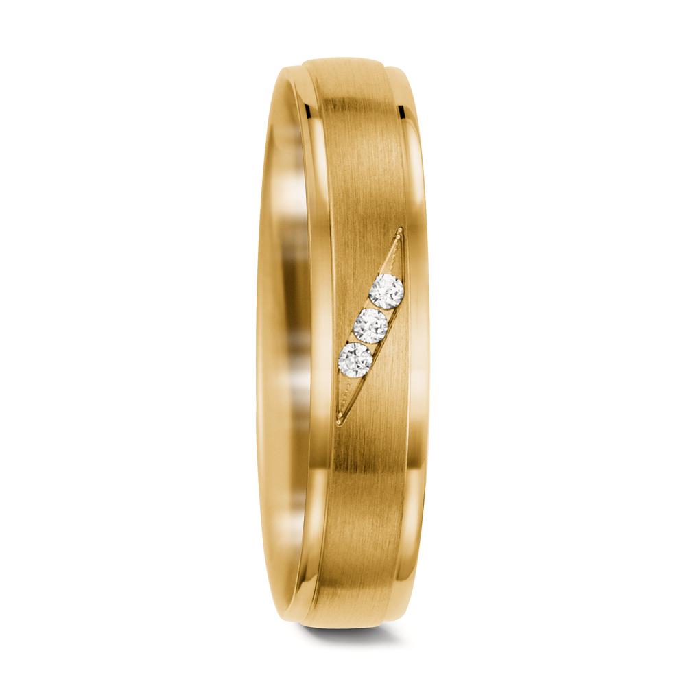 Partnerring 750/18 K Gelbgold Diamant weiss, 0.03 ct, 3 Steine, w-si-564372