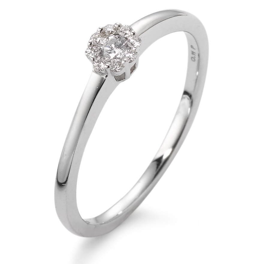 Bague Or blanc 18K Diamant blanc, 0.10 ct, 9 Pierres, w-si-564562