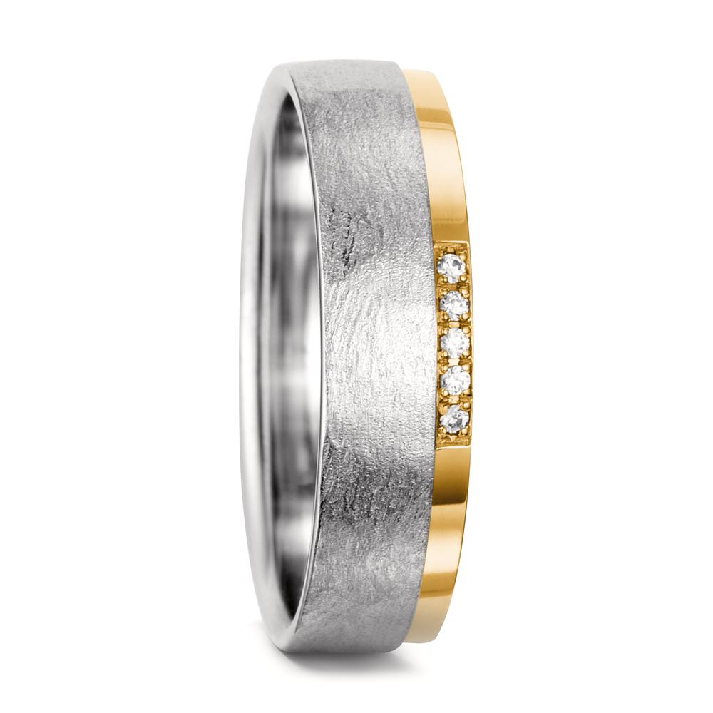 Alliance Or blanc 18K, Or jaune 18K Diamant blanc, 0.025 ct, 5 Pierres, tw-si-564587