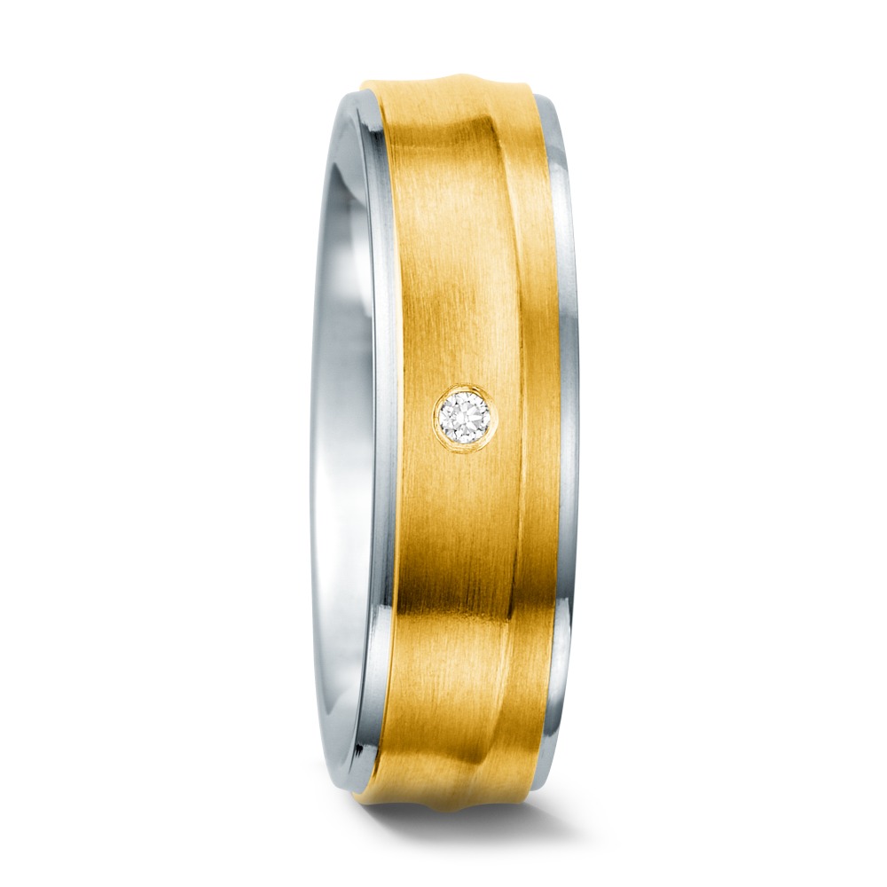Bague Acier inoxydable, Or jaune 18K Diamant 0.02 ct, tw-si-564693