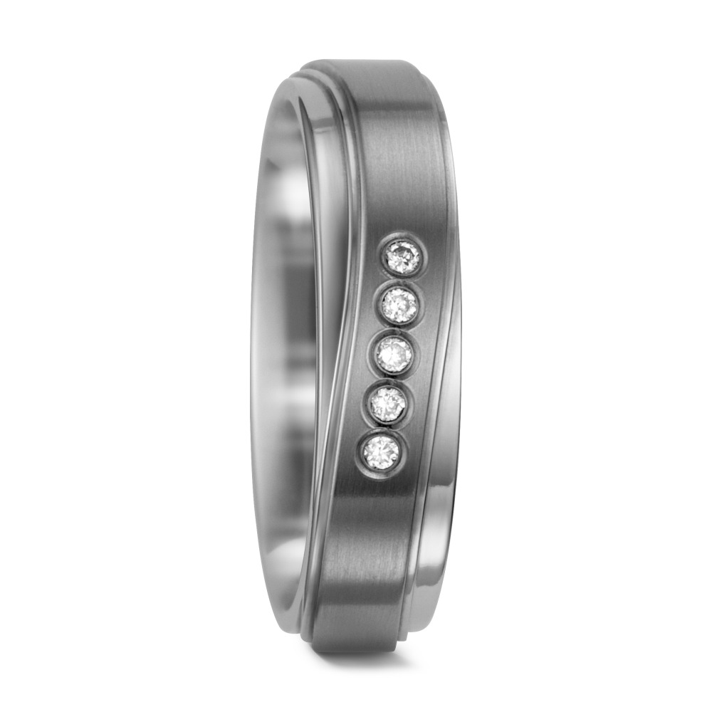 Partnerring Titan Diamant weiss, 0.05 ct, 5 Steine, w-si-564740