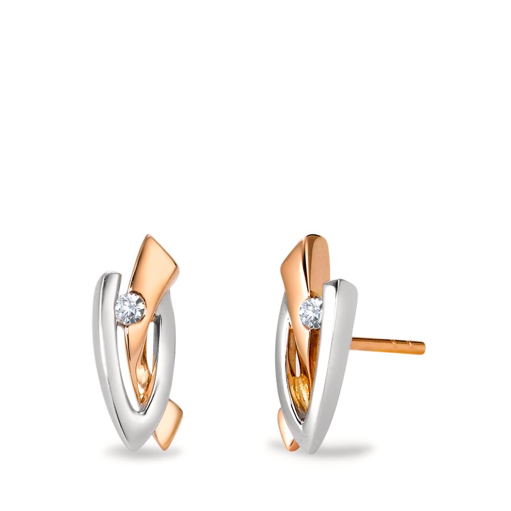Clous d'oreilles Or blanc 18K, Or rouge 18K Diamant 0.03 ct, 2 Pierres, w-si-565049