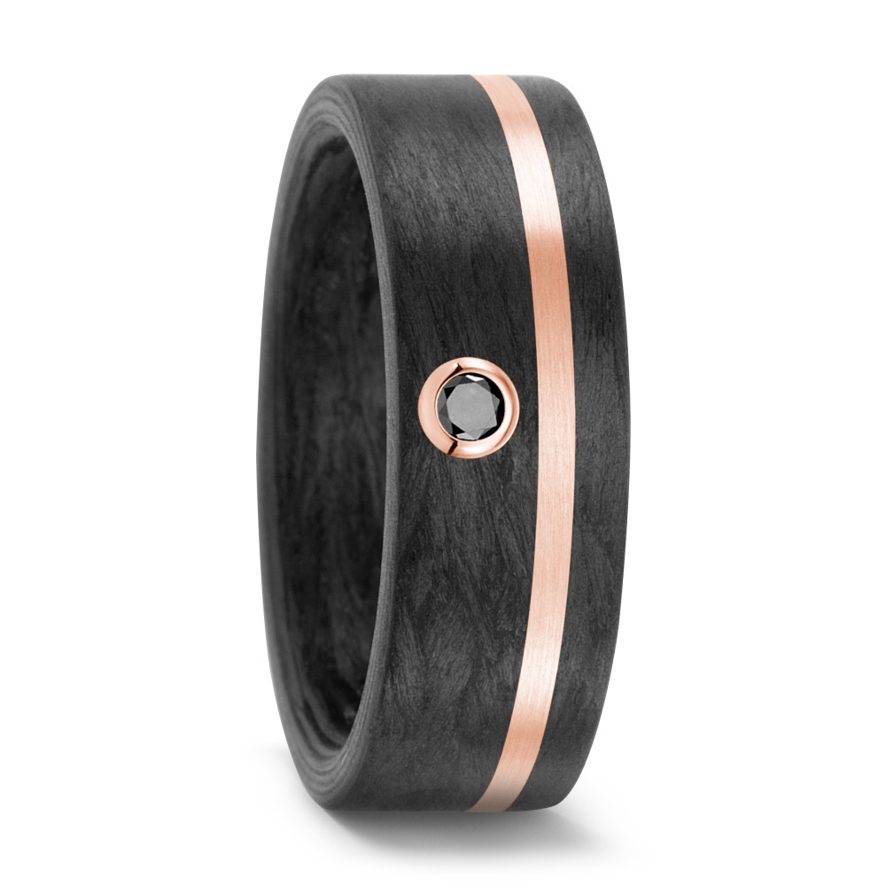 Bague Carbone, Or rouge 18K Diamant noir, 0.05 ct-565351