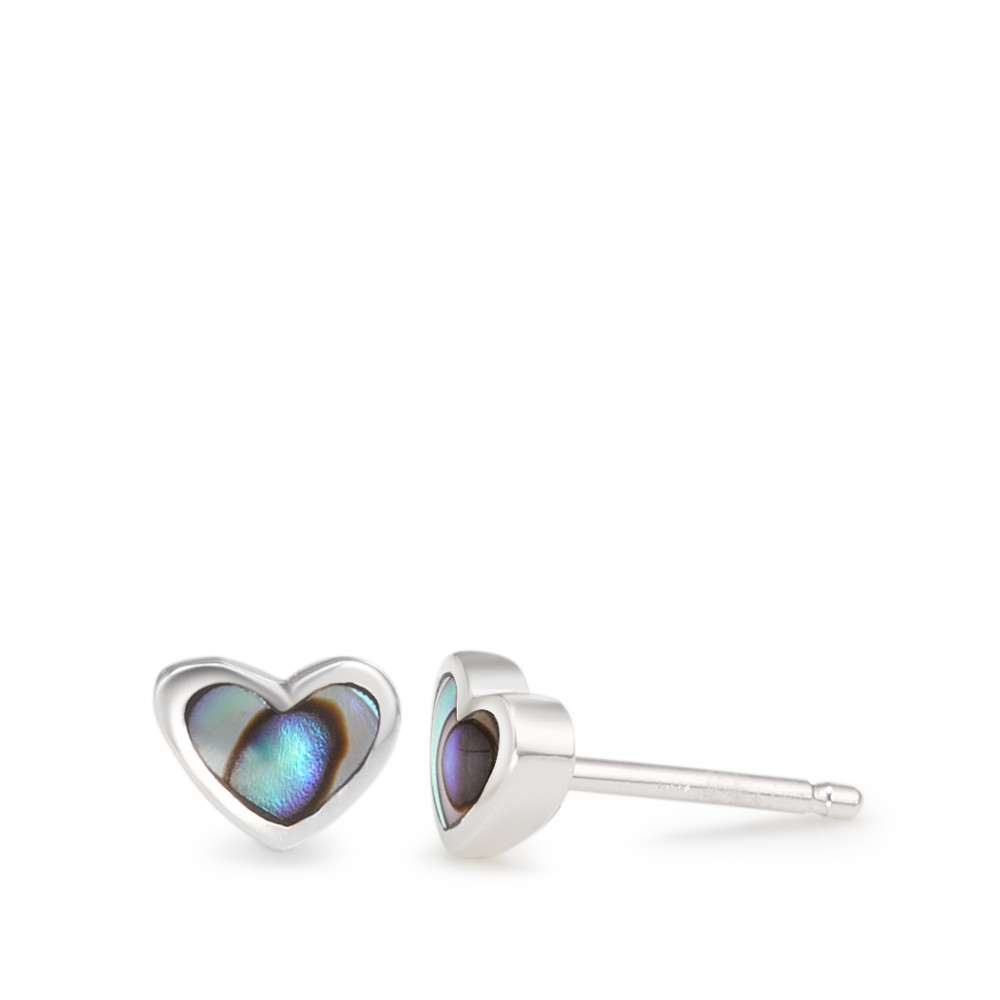 Clous d'oreilles Argent Abalone Coeur Ø6 mm-565563