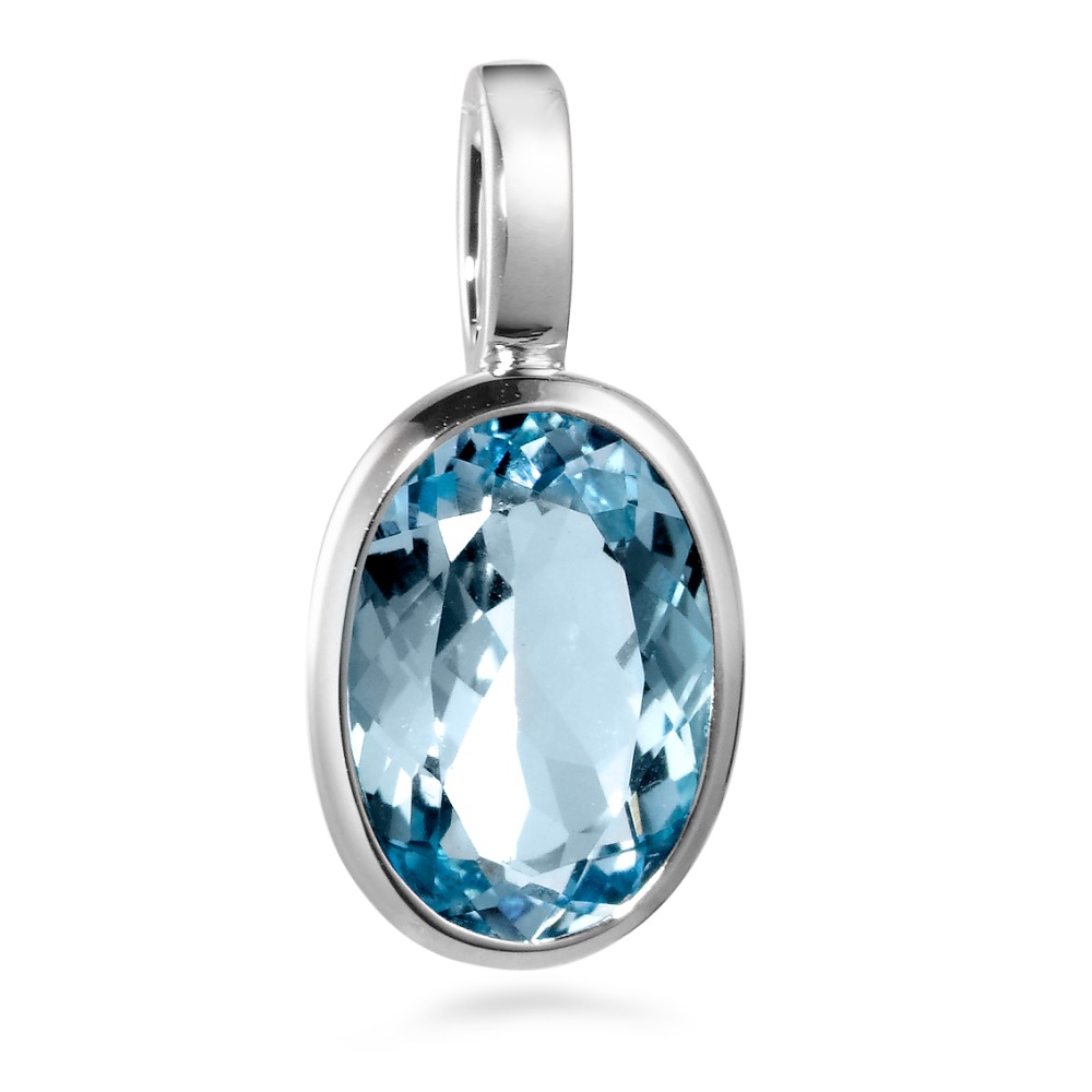 Pendentif Or blanc 18K Topaze bleu-565870
