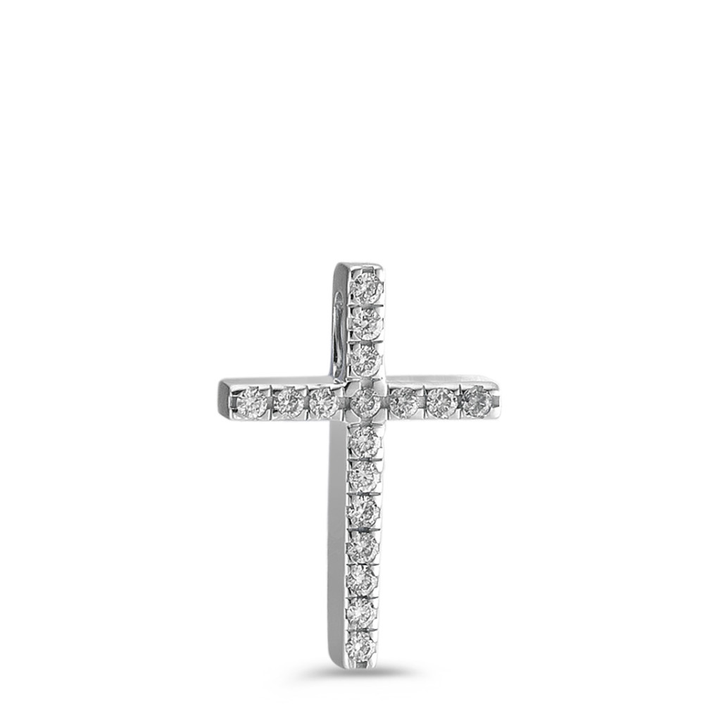 Pendentif Or blanc 18K Diamant blanc, 0.10 ct, 17 Pierres, brillant, w-si Croix-565917