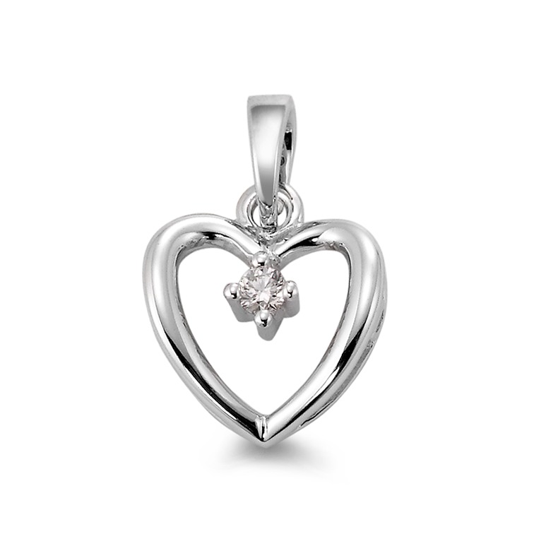 Pendentif Or blanc 18K Diamant blanc, 0.03 ct, brillant, w-si Coeur Ø12 mm-565921