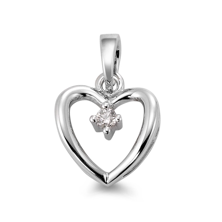 Pendentif Or blanc 18K Diamant blanc, 0.07 ct, brillant, w-si Coeur Ø12 mm-565923