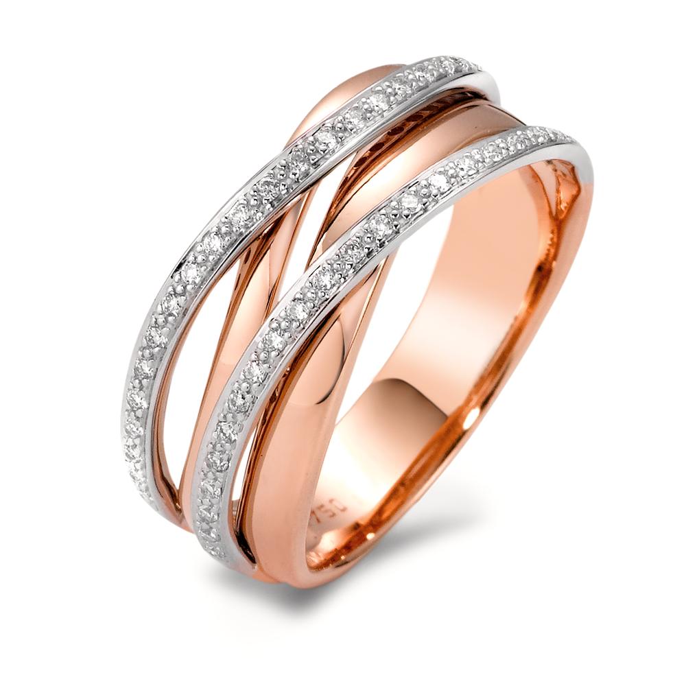 Bague Or rouge 18K, Or blanc 18K Diamant blanc, 0.18 ct, 44 Pierres, brillant, w-si-565935