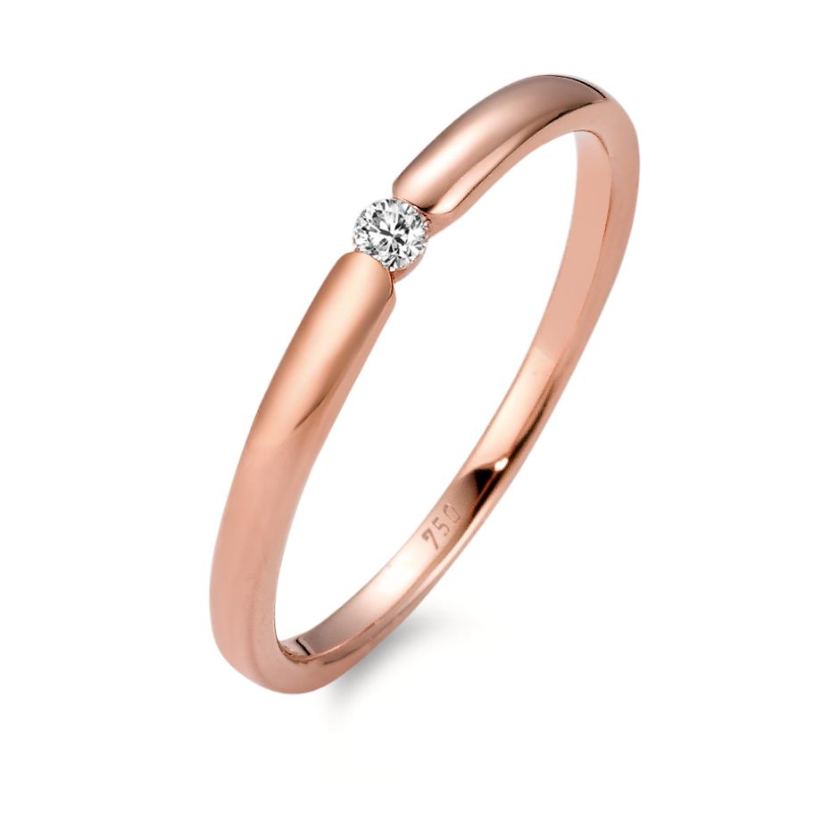 Bague solitaire Or rose 18K Diamant blanc, 0.04 ct, brillant, w-si-565954