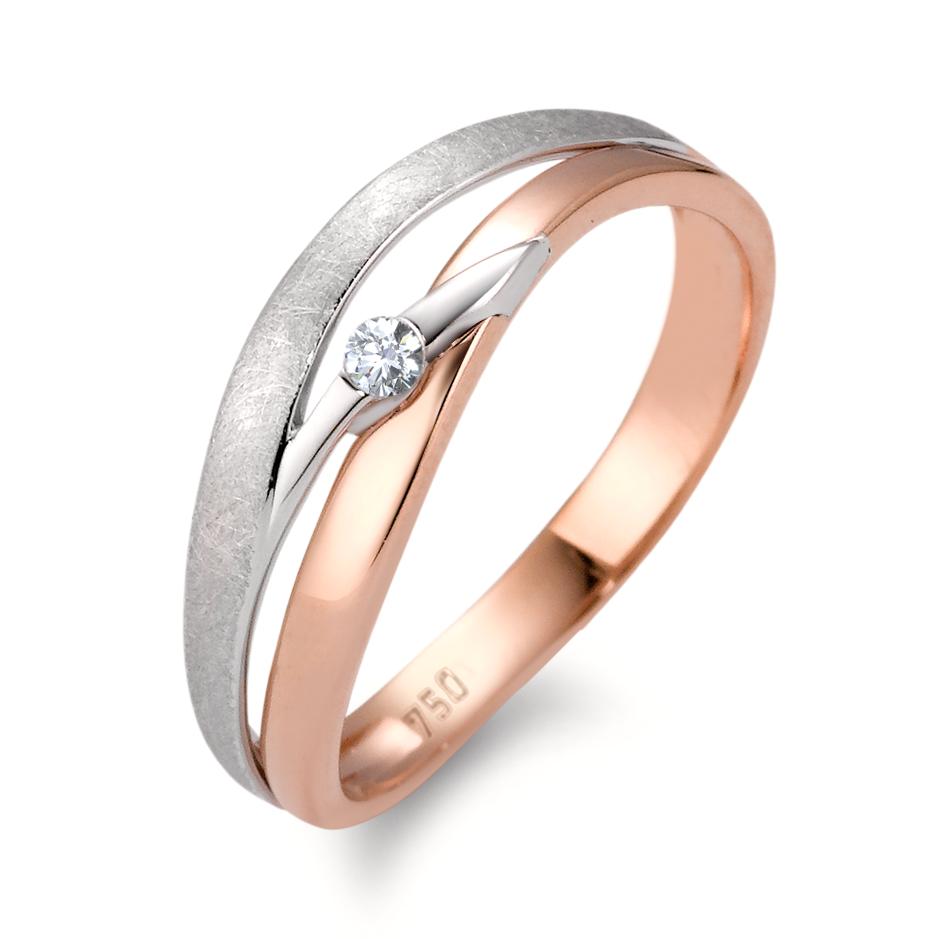 Bague Or rouge 18K, Or blanc 18K Diamant blanc, 0.04 ct, brillant, w-si-565961