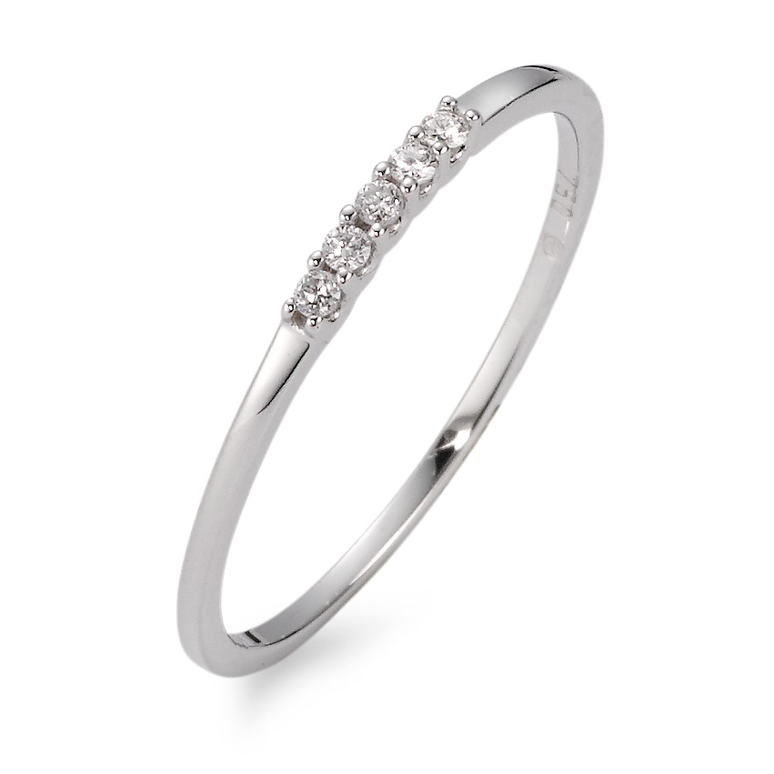 Bague à superposer Or blanc 18K Diamant blanc, 0.05 ct, 5 Pierres, brillant, w-si-565994