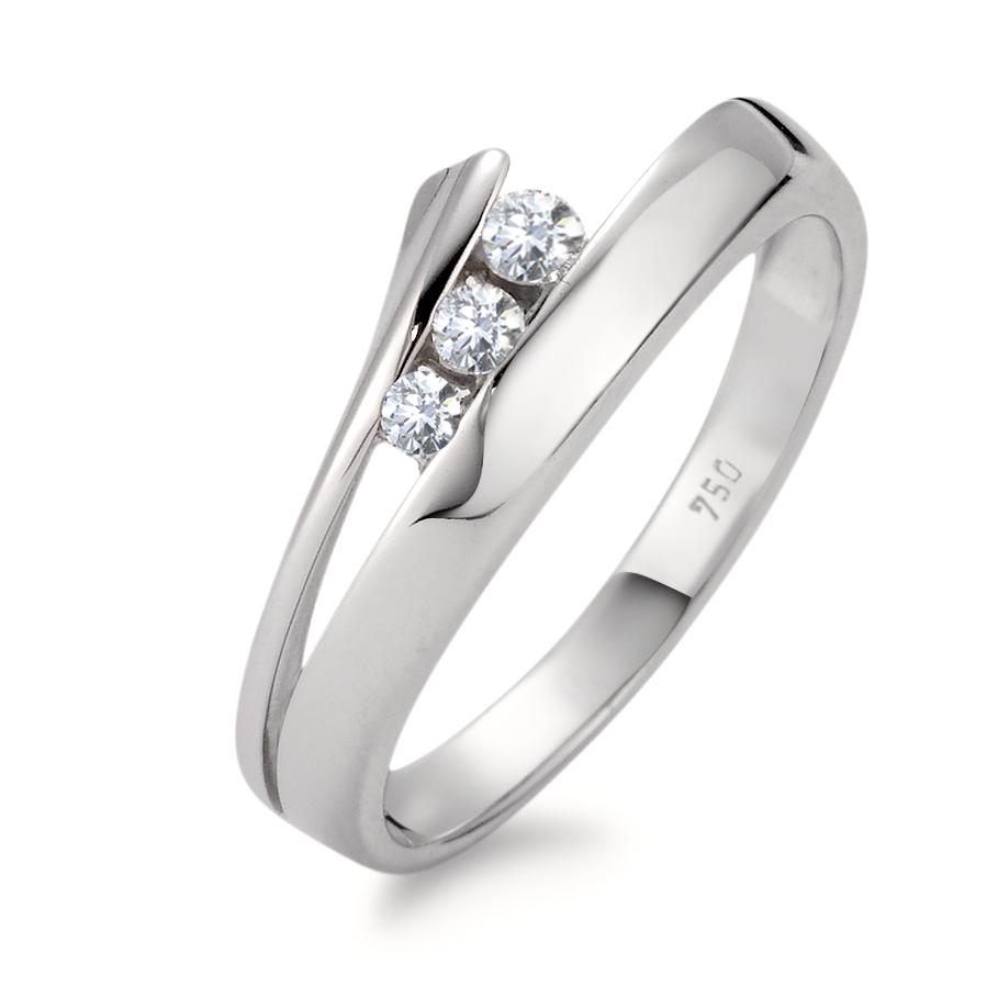 Bague Or blanc 18K Diamant blanc, 0.12 ct, 3 Pierres, brillant, w-si-566025
