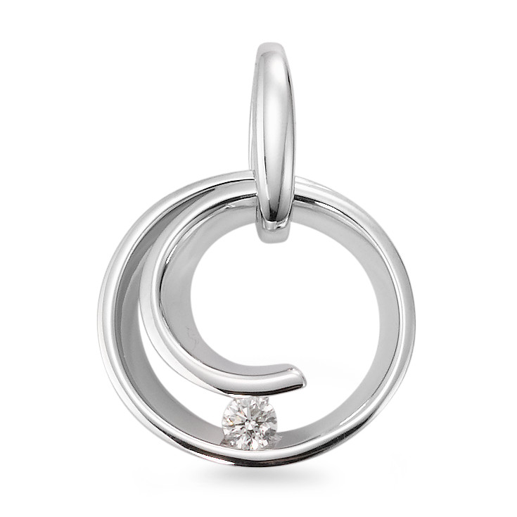 Pendentif Or blanc 18K Diamant blanc, 0.05 ct, brillant, w-si Ø15 mm-566031