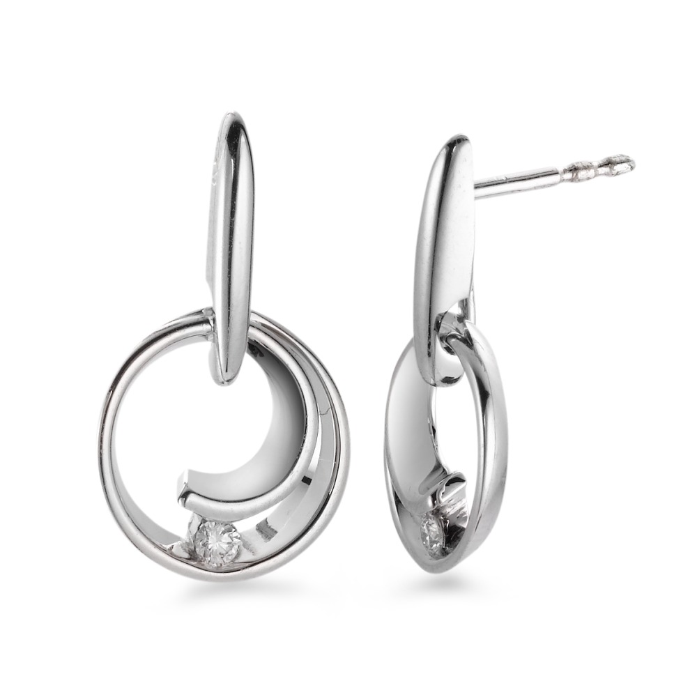 Pendant d'oreilles Or blanc 18K Diamant blanc, 0.05 ct, 2 Pierres, brillant, w-si-566032