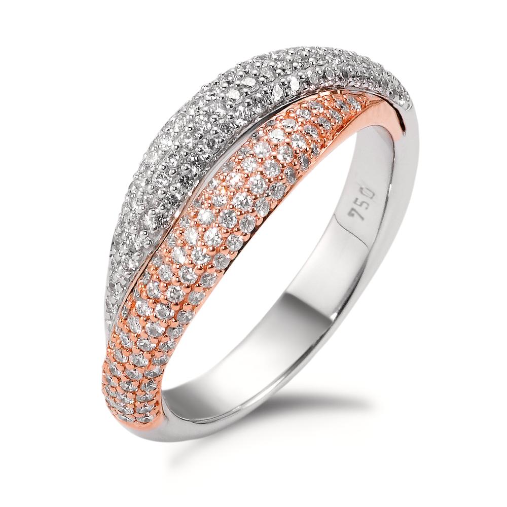 Bague Or rouge 18K, Or blanc 18K Diamant blanc, 0.66 ct, 166 Pierres, brillant, tw-vsi-566033