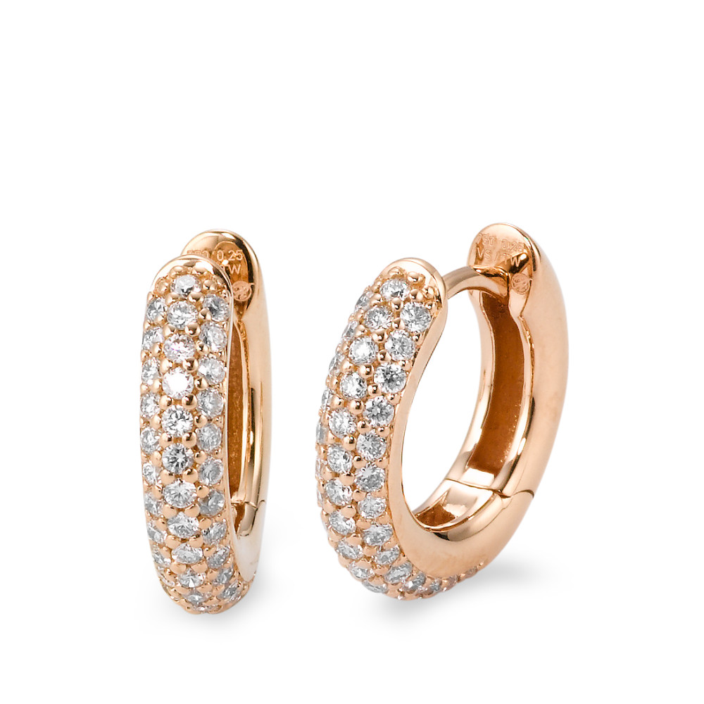 Créoles à charnières Or rouge 18K Diamant blanc, 0.50 ct, 84 Pierres, brillant, tw-vsi-566051