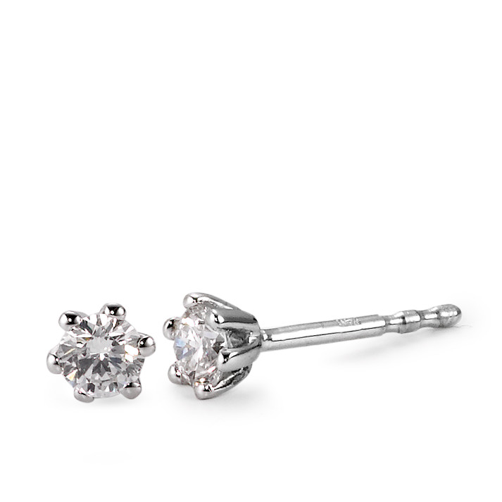 Clous d'oreilles Or blanc 18K Diamant blanc, 0.25 ct, 2 Pierres, brillant, w-si Ø4 mm-566123