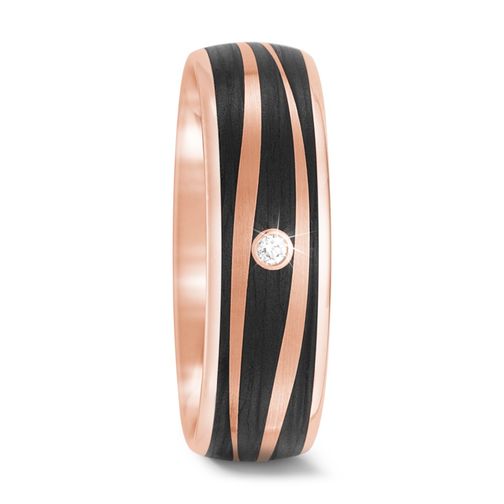 Partnerring 585/14 K Rosegold, Carbon Diamant 0.02 ct, tw-si-567224