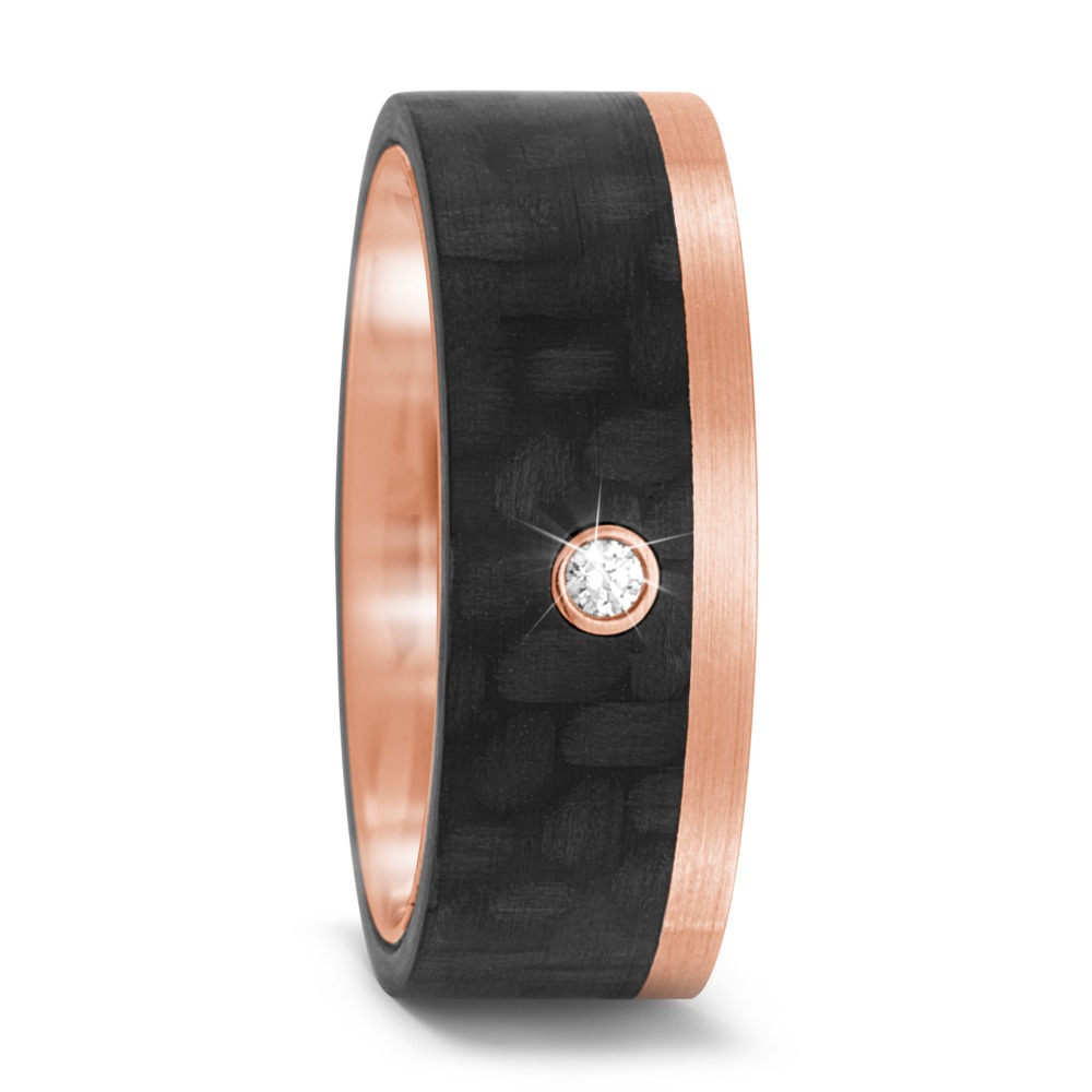 Partnerring 585/14 K Rosegold, Carbon Diamant 0.02 ct, tw-si-567230