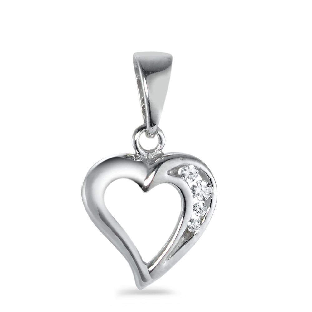 Pendentif Or blanc 18K Zircone 4 Pierres Coeur-567396