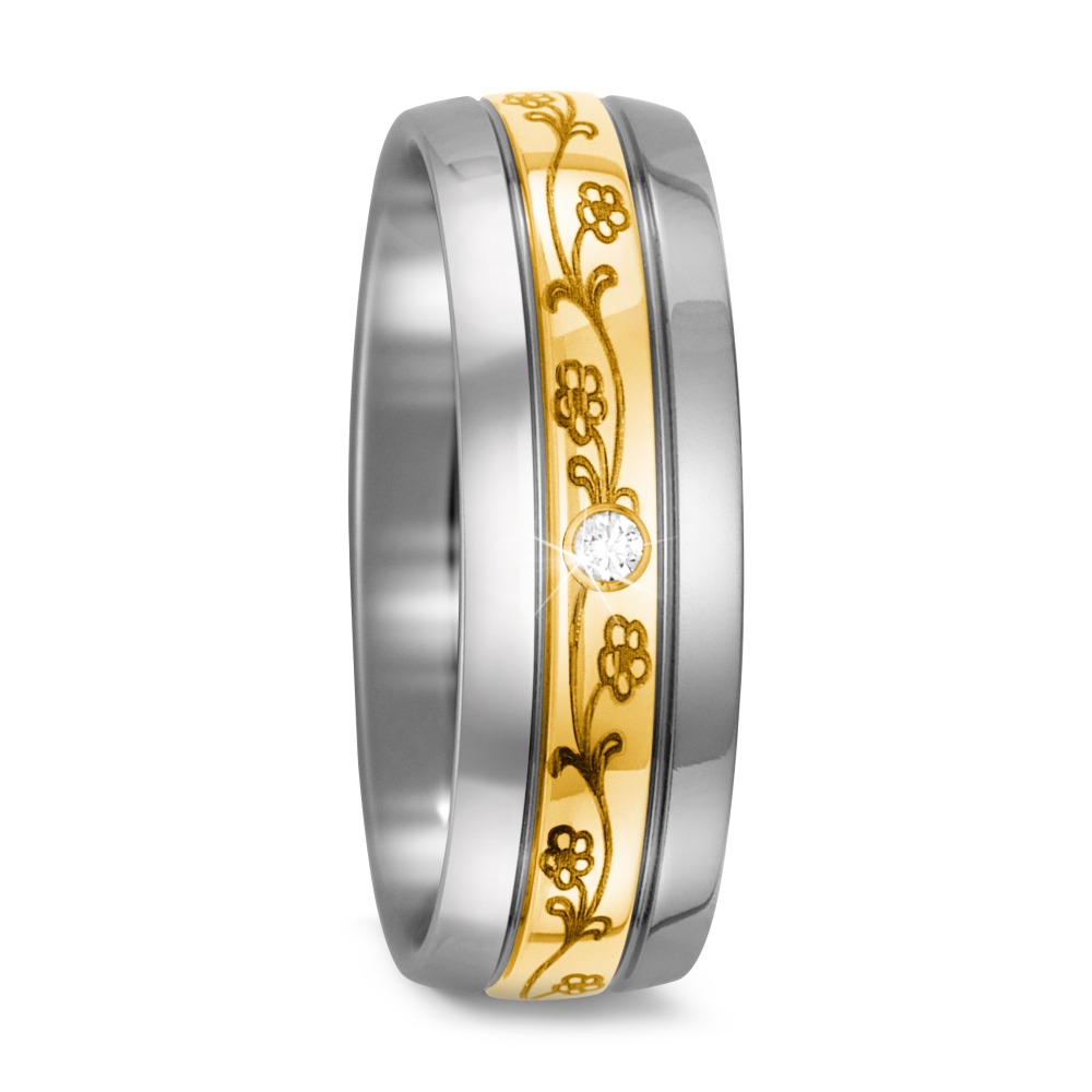 Partnerring Titan, 750/18 K Gelbgold Diamant 0.03 ct, w-si-567663