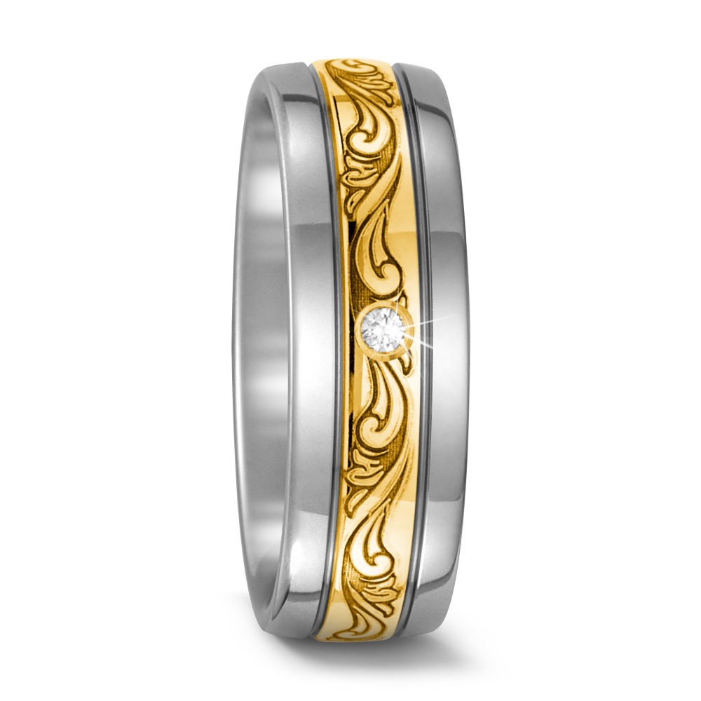 Alliance Titane, Or jaune 18K Diamant 0.03 ct, w-si-567665