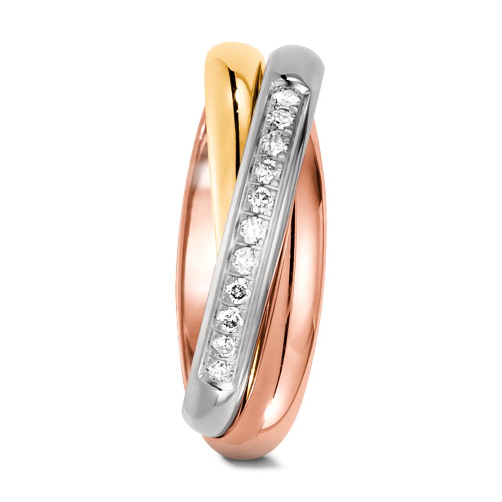 Alliance Or jaune 18K, Or rouge 18K, Or blanc 18K Diamant 0.11 ct, 11 Pierres, w-si-567834