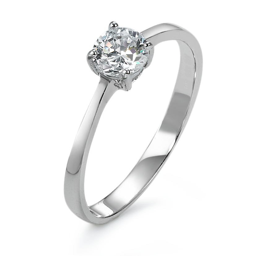 Bague solitaire Argent Zircone Rhodié Ø4.5 mm-567942