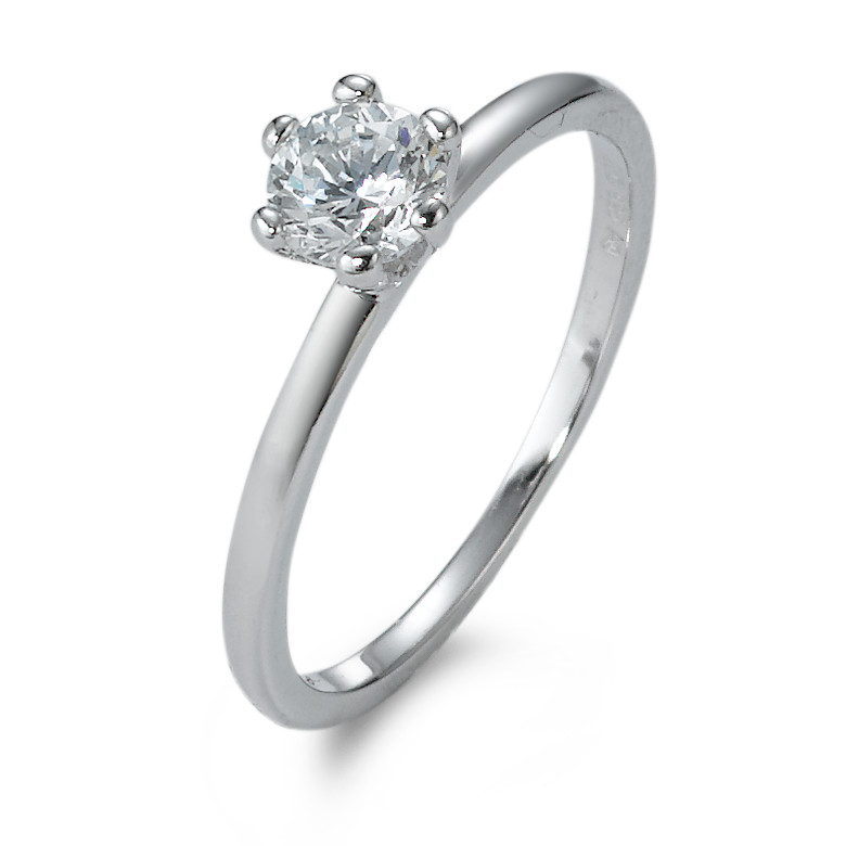 Bague solitaire Argent Zircone Rhodié Ø6 mm-567946
