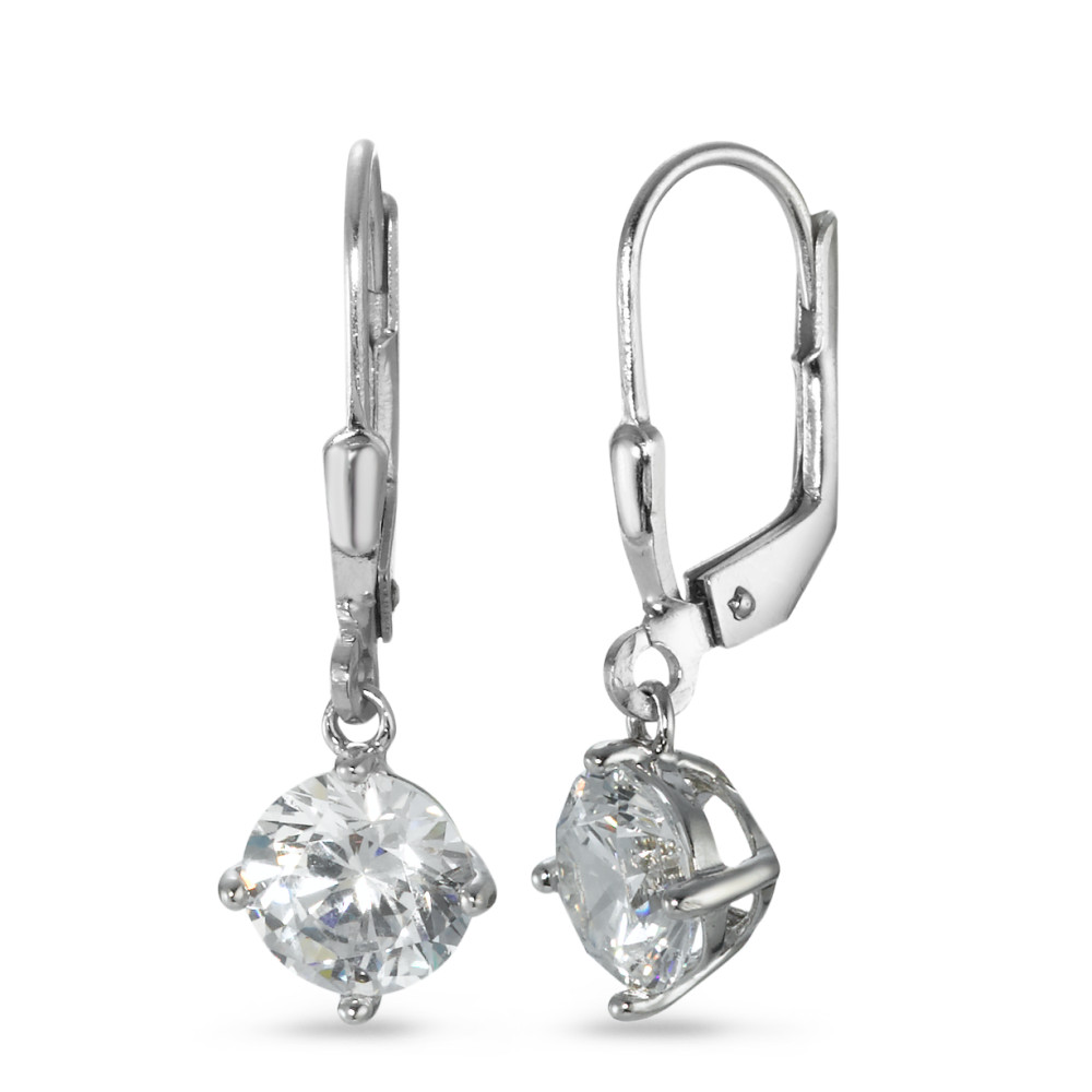 Pendant d'oreilles Argent Zircone 2 Pierres Rhodié-567989