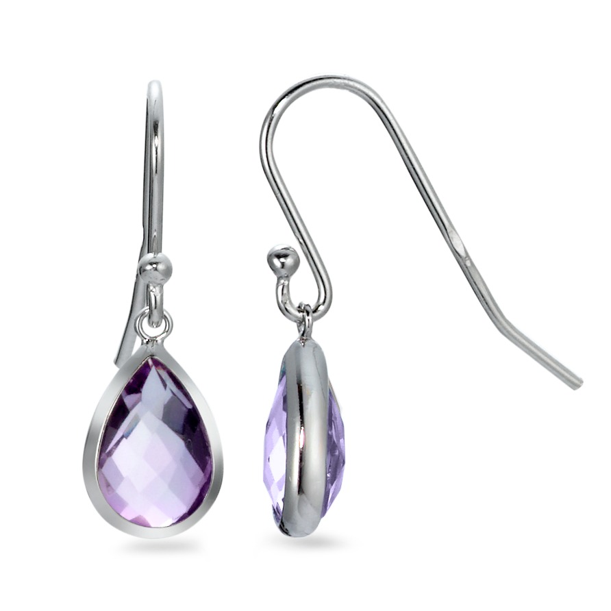 Pendant d'oreilles Argent Améthyste Rhodié-568024