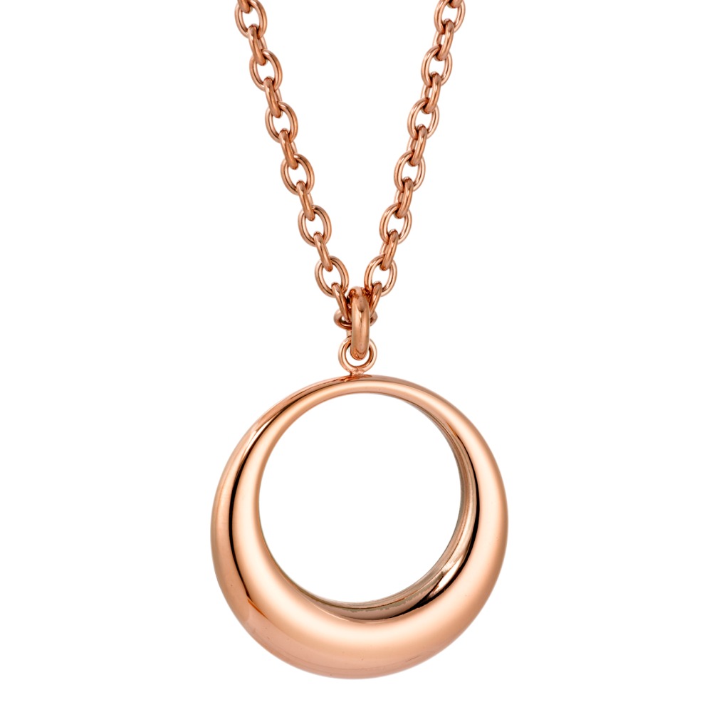 Chaînette avec pendentif Acier inoxydable rosé PVD 60 cm Ø34 mm-568245