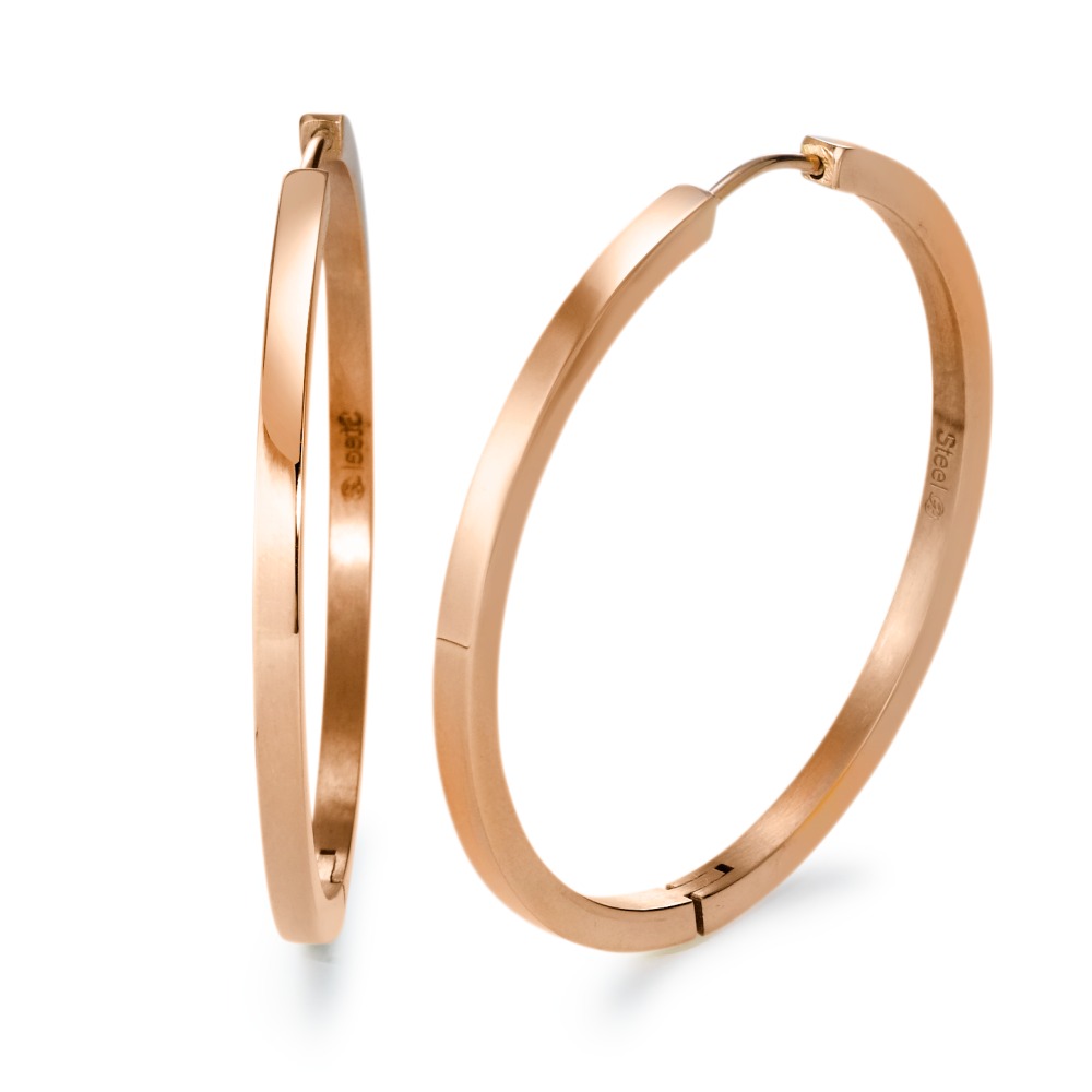 Créoles à charnières Acier inoxydable rosé PVD-568758