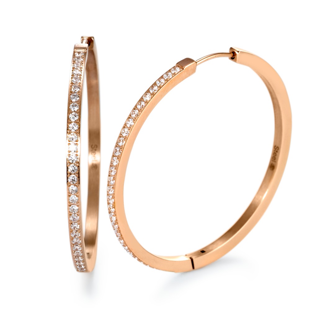 Créoles à charnières Acier inoxydable Zircone rosé PVD-568761