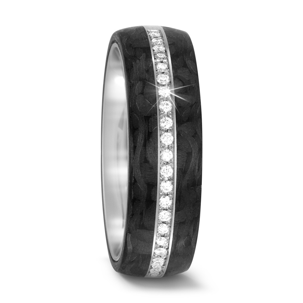 Partnerring 950 Palladium, Carbon Diamant 0.14 ct, 28 Steine, w-si-568854