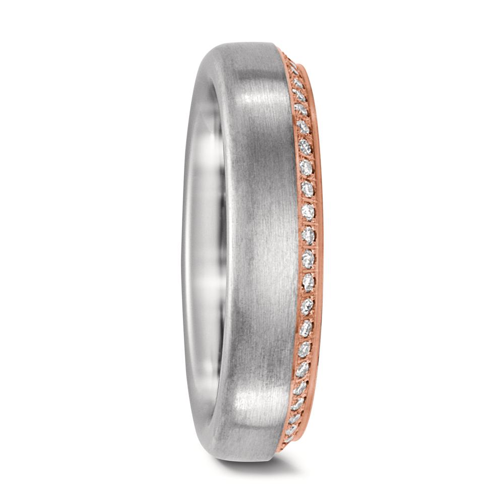 Partnerring 750/18 K Weissgold, 750/18 K Rotgold Diamant 0.265 ct, 53 Steine, w-si-568973