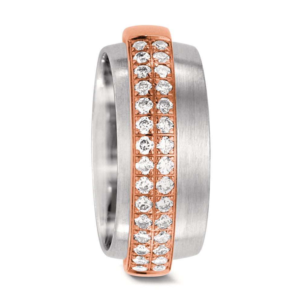 Partnerring 750/18 K Weissgold, 750/18 K Rotgold Diamant 0.45 ct, 30 Steine, w-si-568979