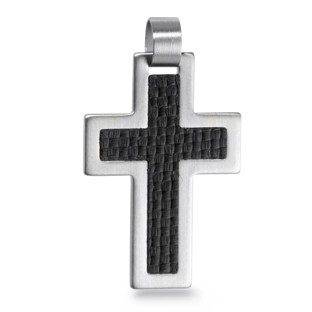 Pendentif Acier inoxydable, Carbone Croix-568994