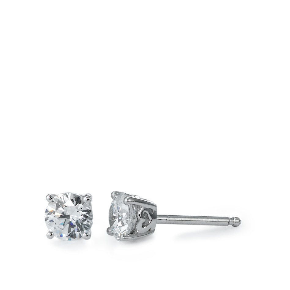 Clous d'oreilles Argent Zircone 2 Pierres Rhodié Ø5 mm-569259