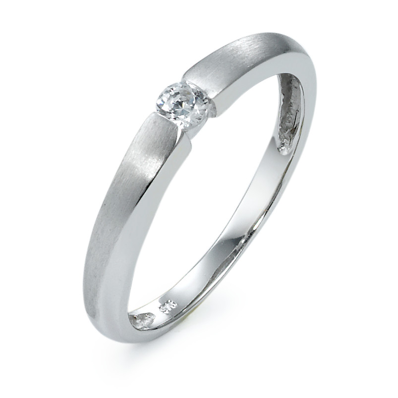 Bague solitaire Or blanc 9K Zircone-569262
