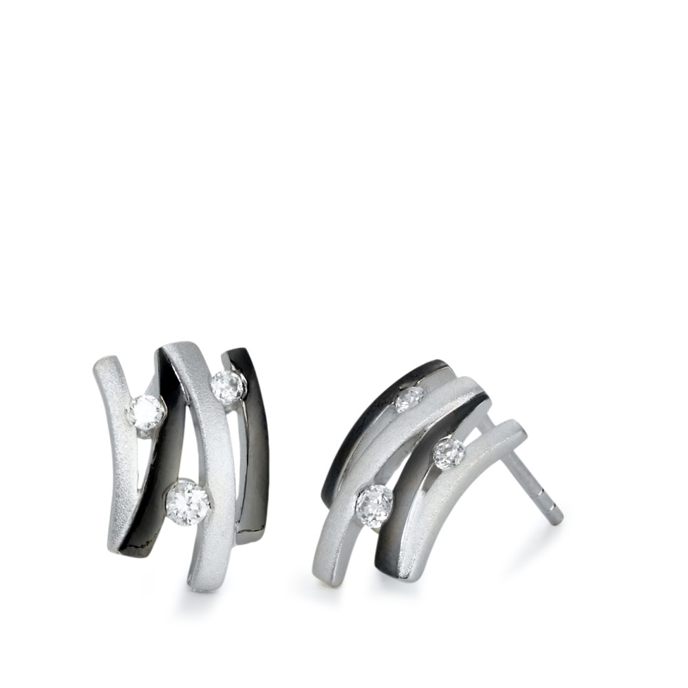 Clous d'oreilles Argent Zircone 6 Pierres Rhodié-569374